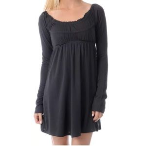 NWOT Billabong Dark Grey Ruched Top Long Sleeve Dress - Sz S